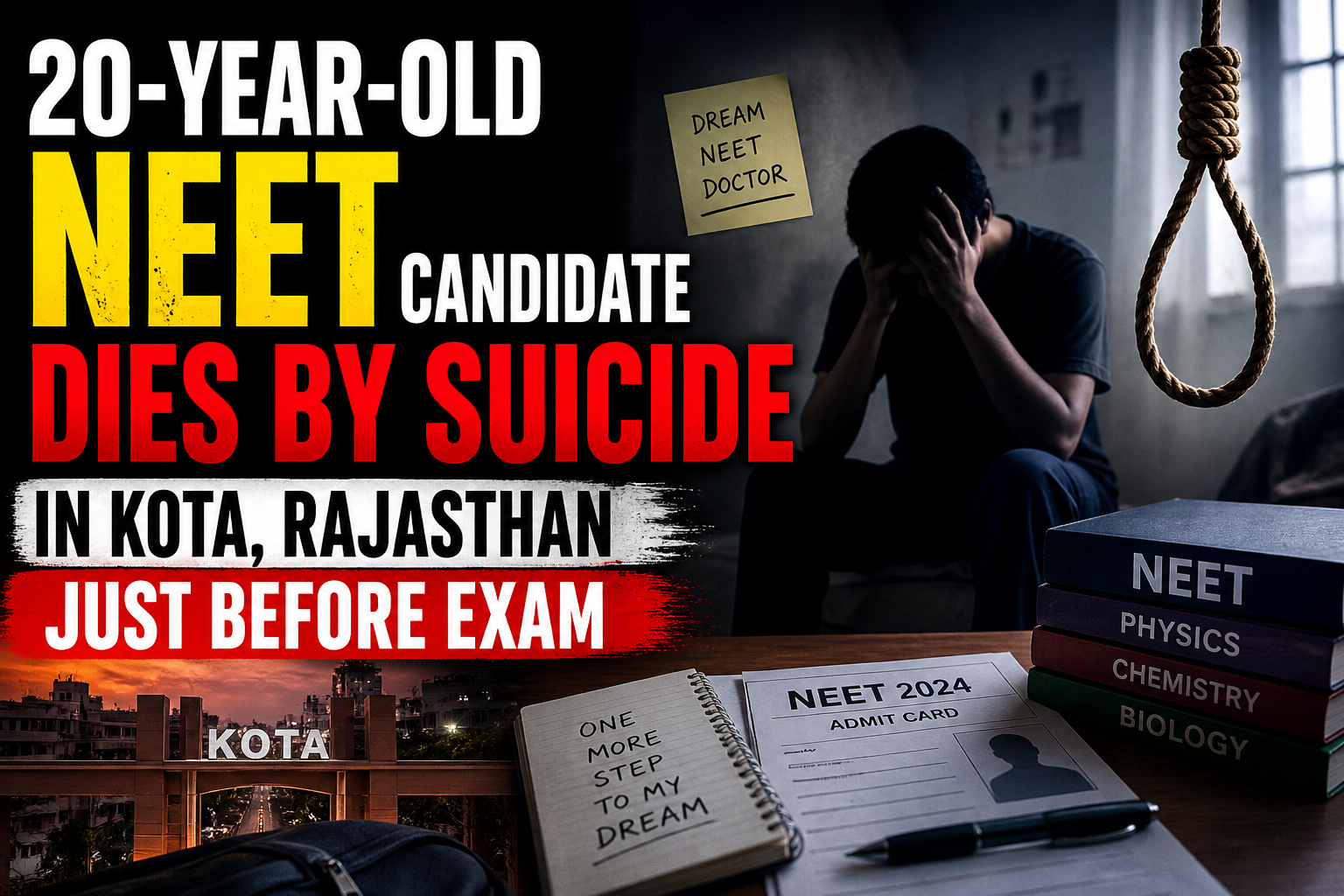 20-Year-Old NEET Candidate Dies By Suicide in Kota, Rajasthan Just Before Exam